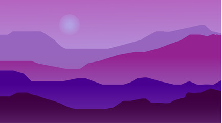Poster - Night landscape with mountains. Vector illustration