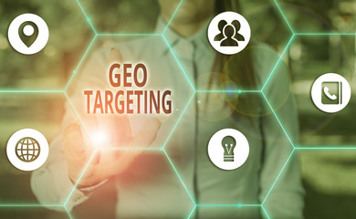 Poster - Handwriting text Geo Targeting. Conceptual photo method of determining the geolocation of a website visitor