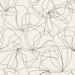 Wall Mural - Monochrome seamless floral pattern. Poppy flower background. Spring vector hand drawn testure