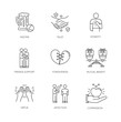 Friends relationship pixel perfect linear icons set. Social connection, strong interpersonal bond customizable thin line contour symbols. Isolated vector outline illustrations. Editable stroke