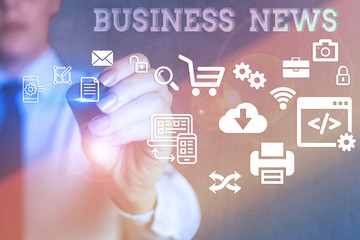 Poster - Handwriting text writing Business News. Conceptual photo information reported in a newspaper or news magazine