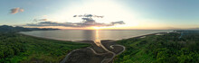 Costa Rica Landscapes - Beautiful Nature Near Tarcoles, The Evening Sunset View To The Firth And Sea In Costa Rica