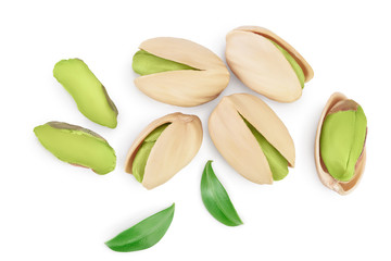 Poster - pistachio isolated on white background with clipping path and full depth of field. Top view. Flat lay