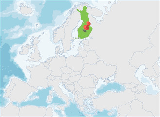 Wall Mural - The Republic of Finland location on Europe map