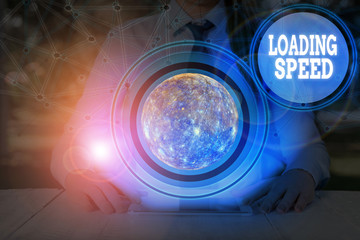 Poster - Conceptual hand writing showing Loading Speed. Concept meaning time takes to download and display the content of a web page Elements of this image furnished by NASA