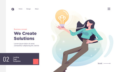 Fototapete - Research innovations and solutions. Presentation slide template or landing page website design. Business concept illustrations.