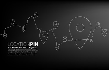 Aufkleber - Vector Travel Network Pin mark from single line. concept of travel route location and journey