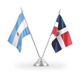 dominican republic and argentina table flags isolated on white 3d rendering