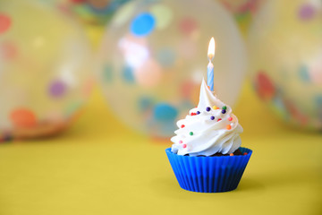 Bright Happy Birthday Cupcakes With Candles