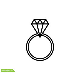 Ring diamond icon vector logo template