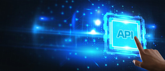 api - application programming interface. software development tool. business, modern technology, int