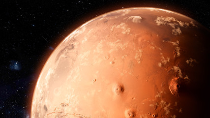 Wall Mural - orbiting planet mars. high quality 3d illustration