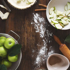 Poster - Frame ingredients cooking apple tart in bakery