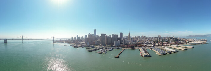 Wall Mural - San Francisco downtown buildings skyline aerial drone