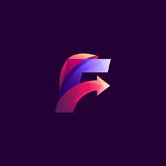 Wall Mural - logo letter f arrow forward initial gradient multicolor design template