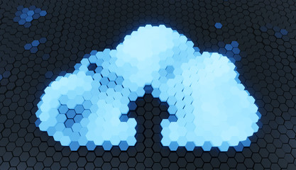 Aufkleber - Hexagon waving and transform to cloud symbol