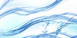 © klyaksun - Fresh clean water flowing wave with bubbles and drops. Vector illustration with realistic clear blue aqua splash, water background. Flow of pure liquid drink