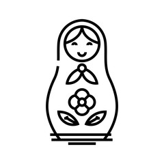 Russian doll line icon, concept sign, outline vector illustration, linear symbol.