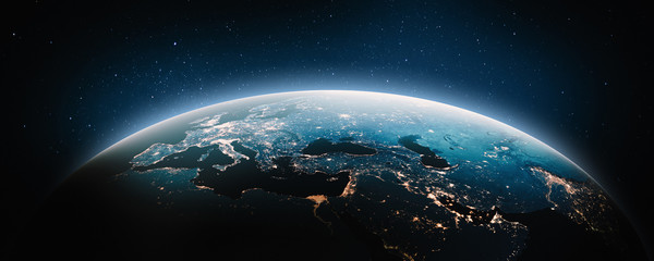 Wall Mural - europe and middle east at night