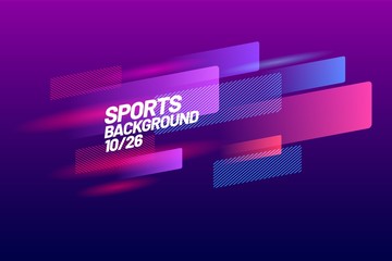 Sports background for event, tournament, championship or presentation. Layout design template with dynamical colored forms and line on dark background.