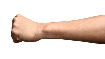 visible veins arm and hand isolated on a white background