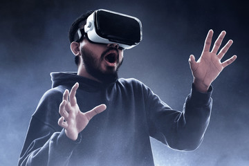 Poster - Man wearing virtual reality headset