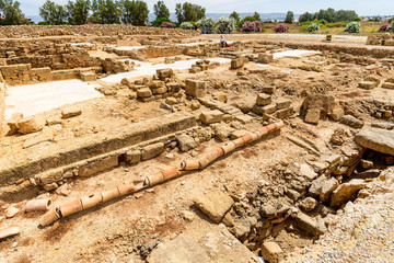 ruins of an antique water pipe and bath