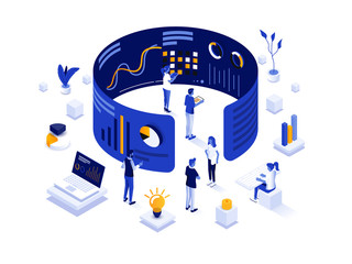 Wall Mural - modern isometric illustration design -data analysis