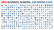 Set vector business, banking and finance icons blue