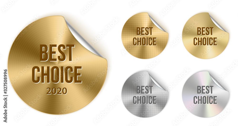 Creative vector illustration of best choice foil stickers, gold, silver ...