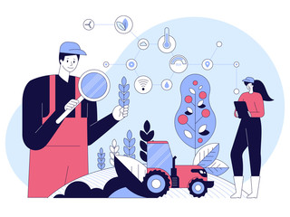 Poster - analysis data in smart farm vector illustration