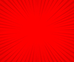 Poster - abstract comic red background with speed lines. retro style pop art design. burst template backdrop.