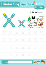 Letter X Uppercase And Lowercase Tracing Practice Worksheet A4