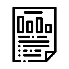 Poster - Statistician Report Document Icon Thin Line Vector. Statistician Paper Page File With Analytics Graphic And Text Concept Linear Pictogram. Monochrome Outline Sign Isolated Contour Symbol Illustration