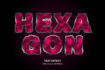 Sticker - Hexagon glow with chrome glossy outline text effect, editable text