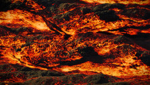Lava Field, Fiery Magma Flow, Molten Rock Landscape