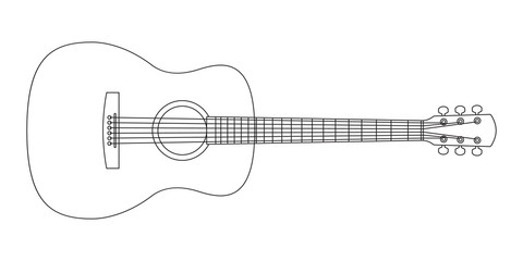 acoustic guitar outline silhouette. music instrument line icon. vector illustration.