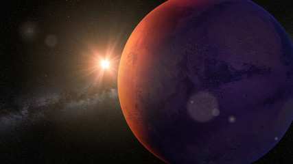 Wall Mural - planet mars, sunrise on the red planet