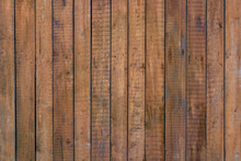 Rustic Wooden Fence With Vertical Planks, Brown Background