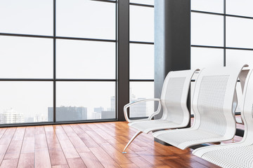 Poster - Luxury airport waiting room with city view