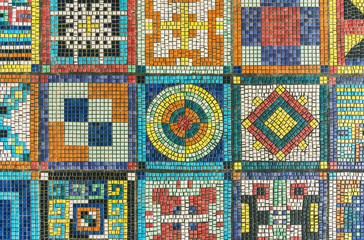 Aufkleber - Colorful mosaic pattern on floor surface. Architecture abstract background
