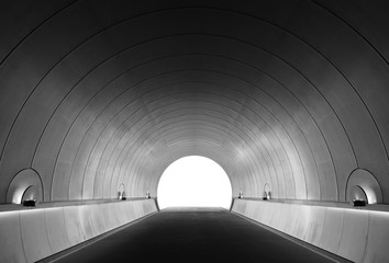 Poster - Empty futuristic modern tunnel in the dark