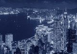 Fototapeta Nowy Jork - Night scenery of Victoria harbor of Hong Kong city