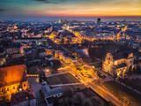 Wzgórze Św. Wojciecha w Poznaniu, wieczorny widok z lotu ptaka