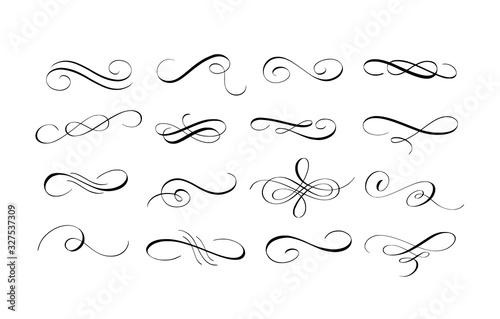 Cuadros en Lienzo Vector ink pen calligraphy swirl flourishes set