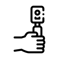 Poster - Medical Tool Research Eye Icon Thin Line Vector. Medicine Clinic Optometry Equipment For Survey Eye Concept Linear Pictogram. Black And White Outline Sign Isolated Contour Symbol Illustration