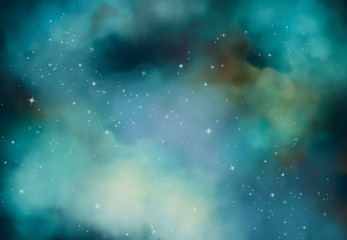 Wall Mural - abstract star field in galaxy space with watercolor digital art painting for texture background