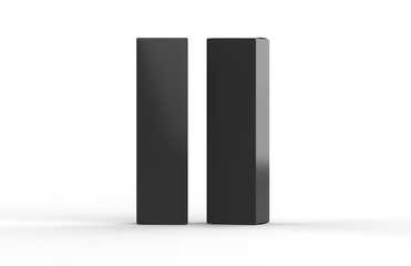 Wall Mural - Tall black paper box mock up template on isolated white background, 3d illustration