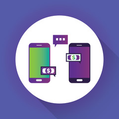 Wall Mural - Concept icon of mobile phone with pay card, transaction message vector