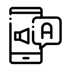 Aufkleber - Smartphone Translator App Icon Thin Line Vector. Dynamic On Smartphone Screen And Interpreter Application Concept Linear Pictogram. Monochrome Outline Sign Isolated Contour Symbol Illustration